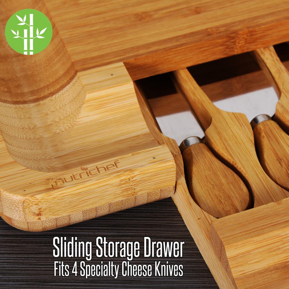 product image number 3 for NutriChef Bamboo Cheese Board & Cutlery Set