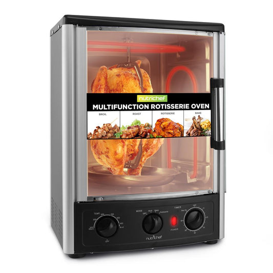 Vertical Rotisserie Oven, 2 Shelves, 1500W, Tempered Glass Door