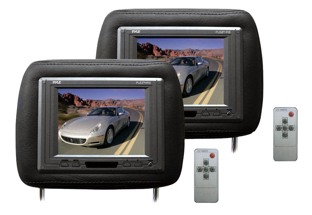product image number 1 for Pyle Pair Of Black Headrest W/ Built-In 6.2''