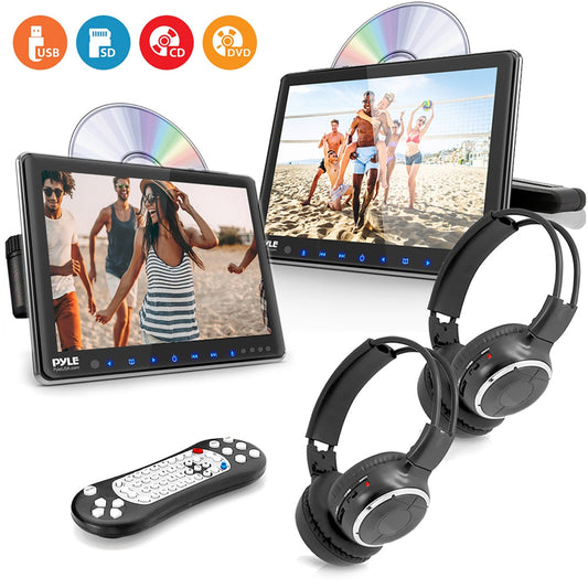 Lecteur DVD à double appui-tête - Écran LCD 10,5", haut-parleurs stéréo, écouteurs sans fil