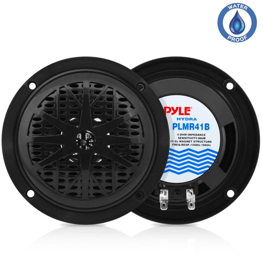 4" Waterproof Marine Speakers, Dual Cone, Polypropylene, Black, 1 Pair