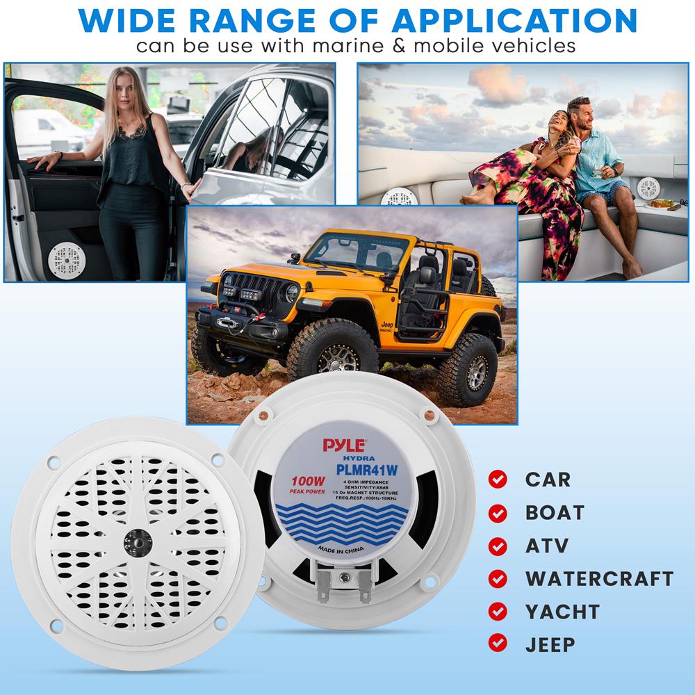 product image number 6 for Pyle 4'' Waterproof Stereo Speaker System