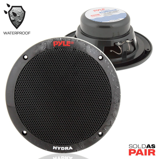 6.5" Dual Marine Speakers, Waterproof, 400W, Polypropylene Cone, Black