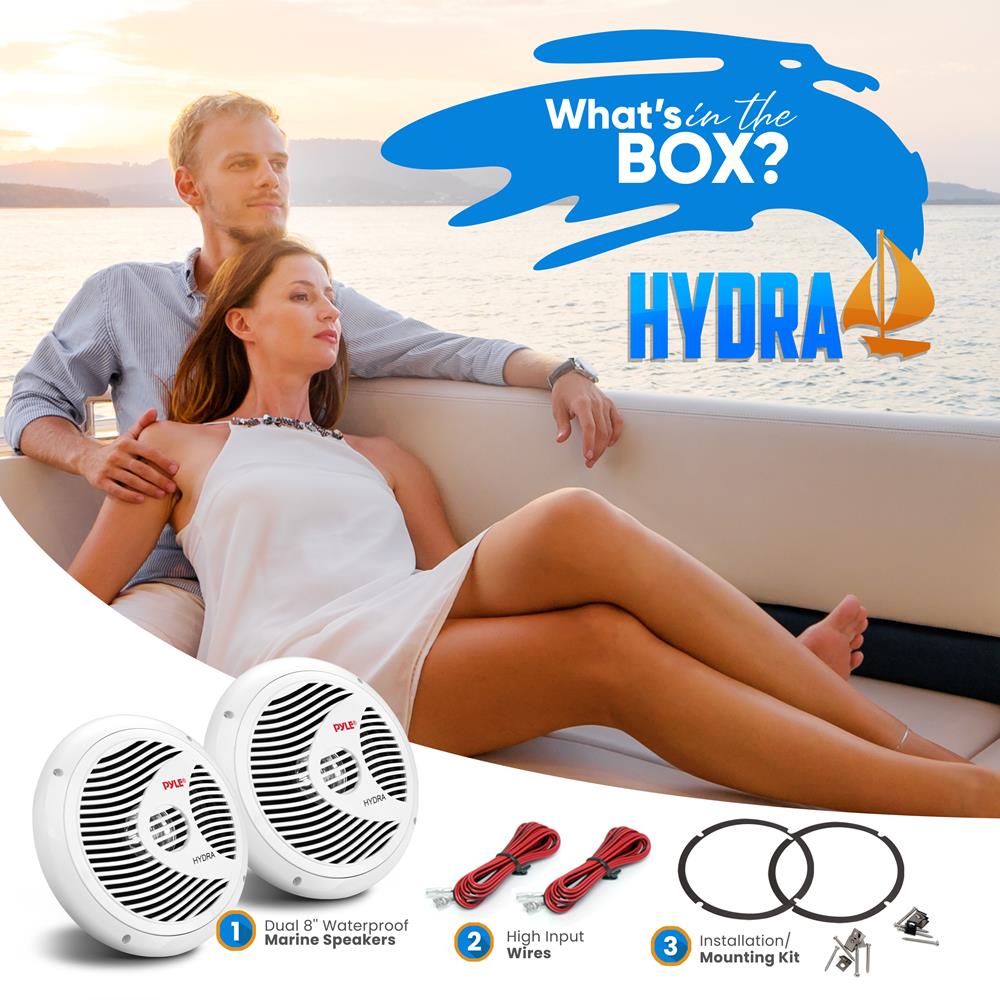 product image number 2 for Pyle 8'' Marine Component Speakers