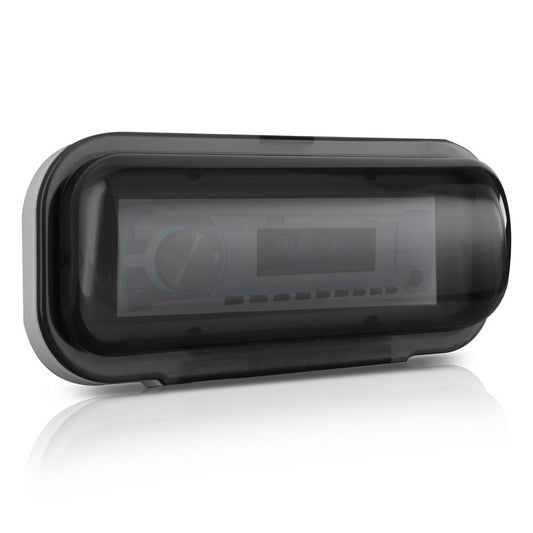 Marine Stereo Cover, Water Resistant, Smoke Window, White