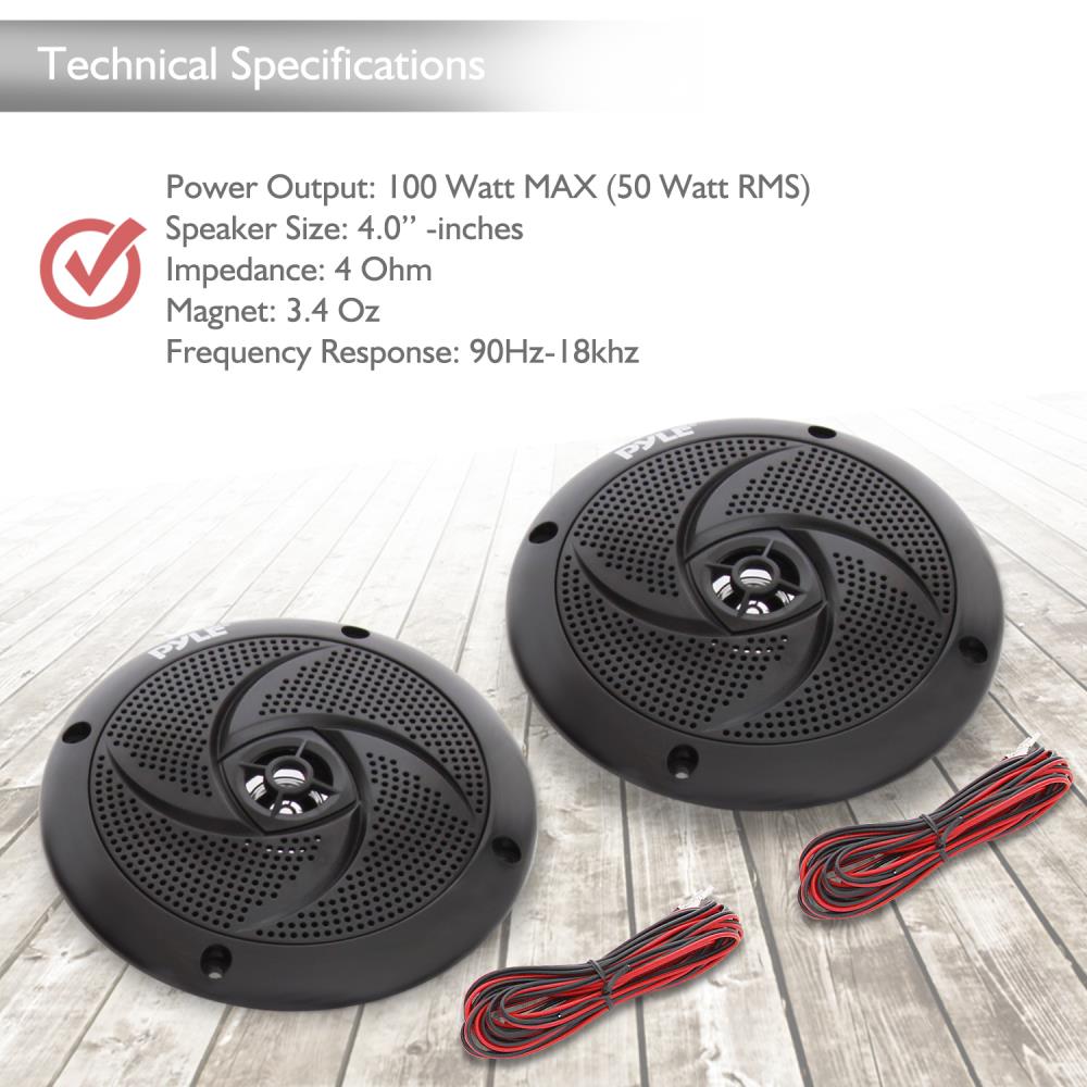 product image number 5 for Pyle 4'' Low-Profile Marine Grade Speakers