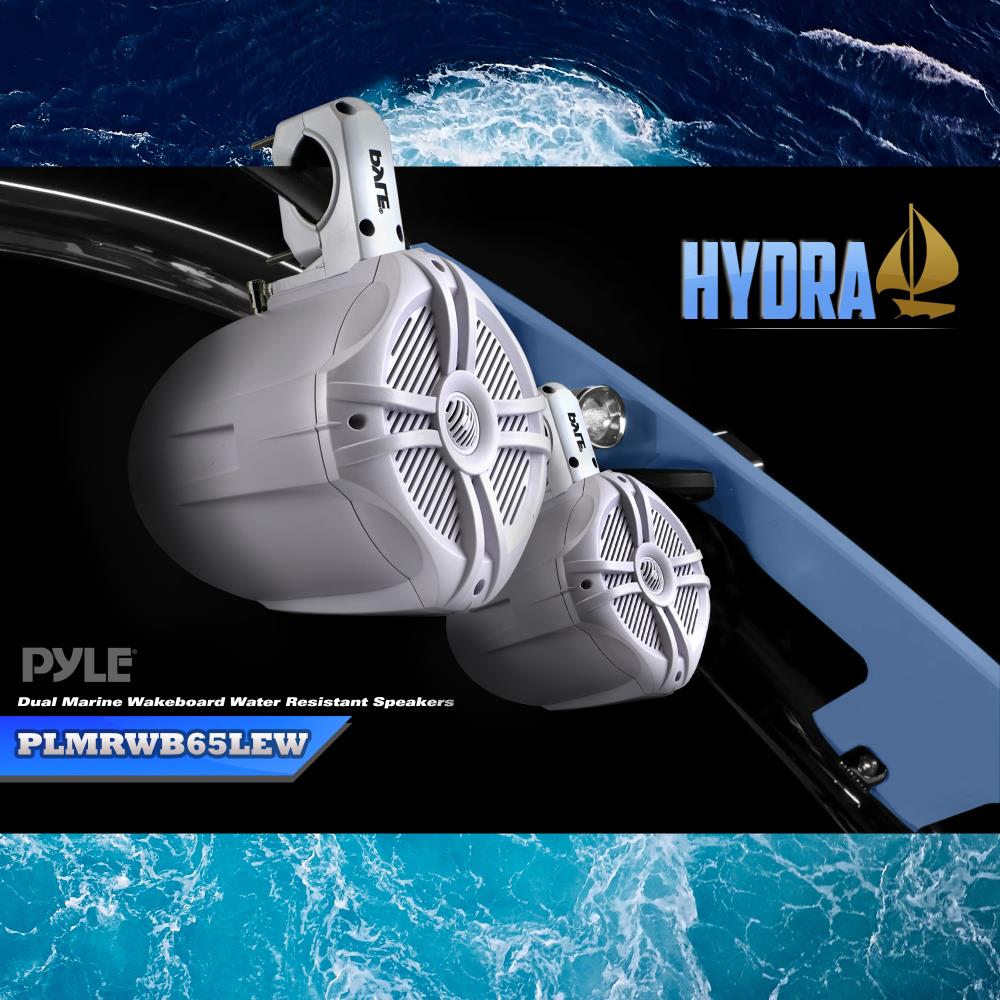 product image number 5 for Pyle Dual 6.5'' Led Marine Wakeboard Speakers
