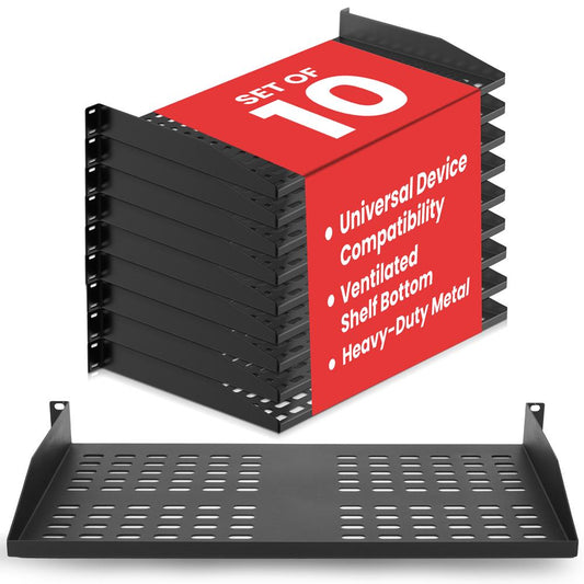 1U Server Rack Shelf Mount Tray (10-Pack)