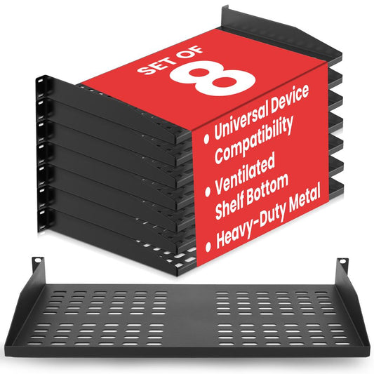 1U Universal Server Rack Shelf, Heavy Duty Steel Tray