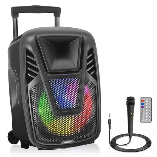 Enceinte portable 15" - Streaming sans fil, LED, roulettes, batterie rechargeable