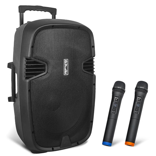 Enceinte PA Bluetooth portable 1600W batterie rechargeable 15" avec micros