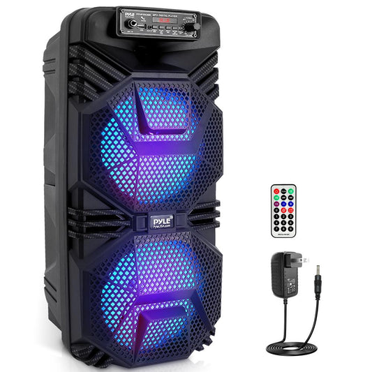Enceinte PA Bluetooth 600W rechargeable avec doubles subwoofers 8" et lumières de fête