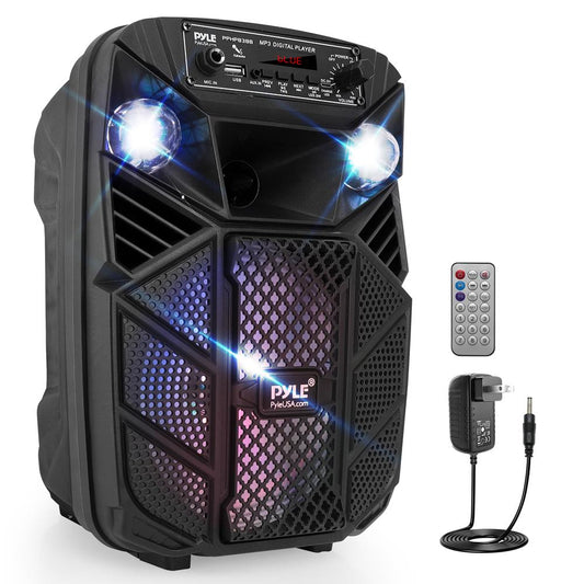 Haut-parleur PA Bluetooth 300W Rechargeable Subwoofer 8" Lumières LED