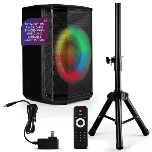 Portable Bluetooth Speaker, Hi-Fi Sound, 8" Woofer, LED Lights, 120W
