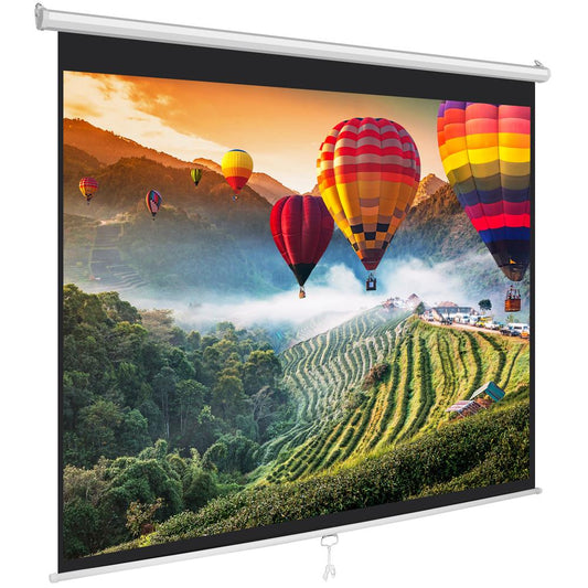 Manual Pull-Down Projector Screen, Clear Image, Matte White, 72-Inch