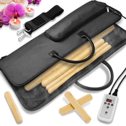 Bamboo Massage Set for Stress Relief with Waterless Heating Technology