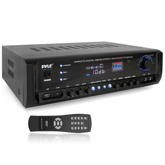 Système d'amplificateur audio domestique 300W 4 canaux récepteur USB/AUX/MP3