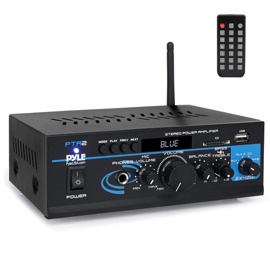 Amplificateur Stéréo Bluetooth 2x40W Entrées USB/SD/FM/AUX, Télécommande