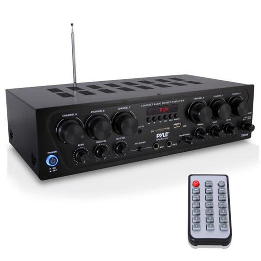 Amplificateur stéréo sans fil 6 canaux 750W Bluetooth Streaming USB/AUX