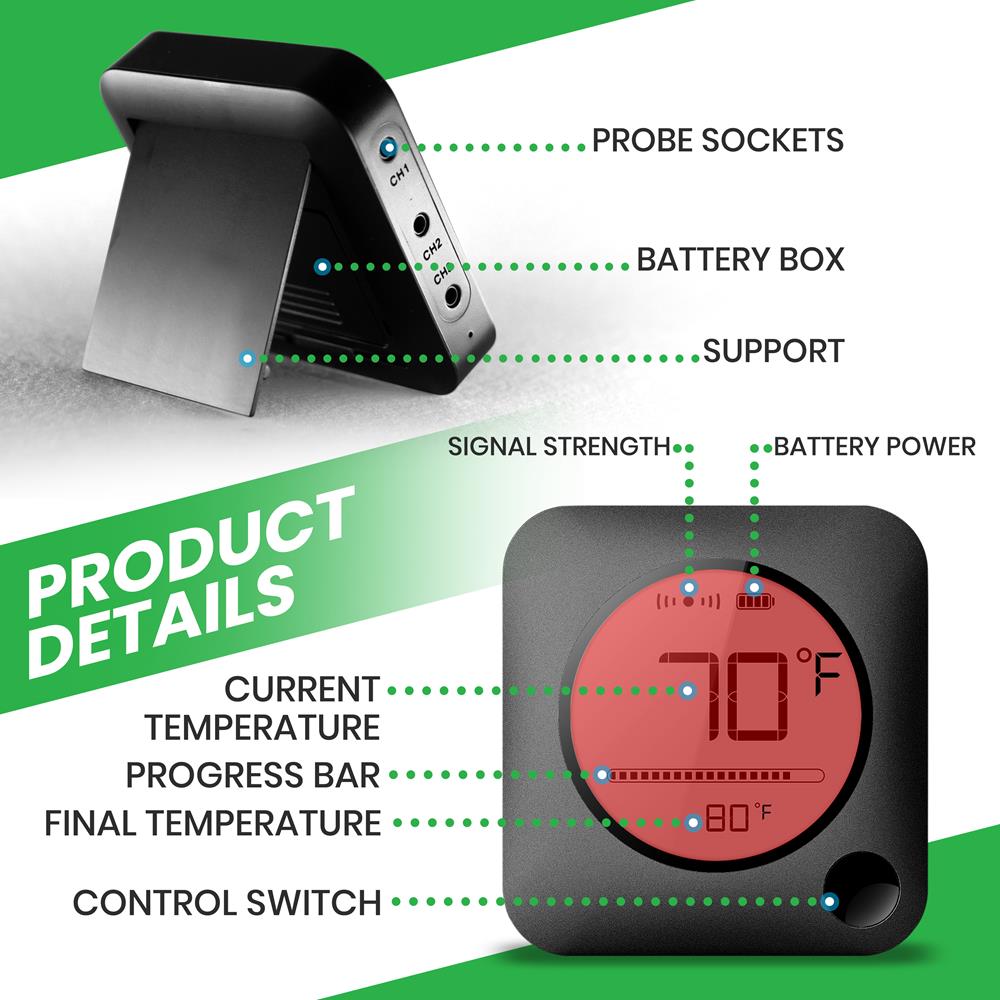 product image number 6 for NutriChef Wireless Bt Bbq Digital Thermometer