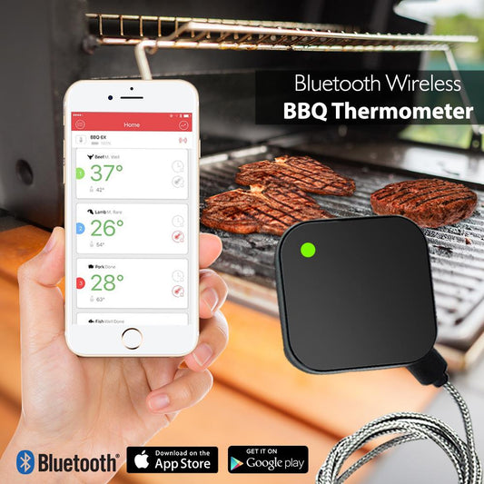 Bluetooth BBQ Thermometer, Smart Monitoring, Stainless Probe, Wireless Alert