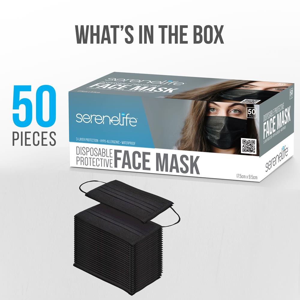 product image number 7 for SereneLife Three Layer Disposable Face Masks
