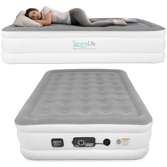 Full Air Mattress, Strong Support, Built-In Pump, 18" Raised Design