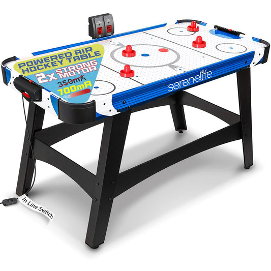 54" Air Hockey Table, Smooth Glide, 12V Motor, LED Scoreboard, Blue