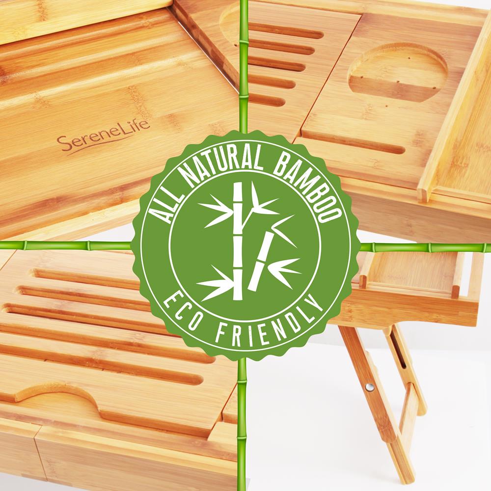 product image number 4 for SereneLife Bamboo Bathtub Caddy