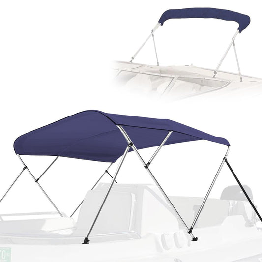 Bimini Top Boat Cover, Waterproof UV-Resistant, Aluminum Frame, Blue