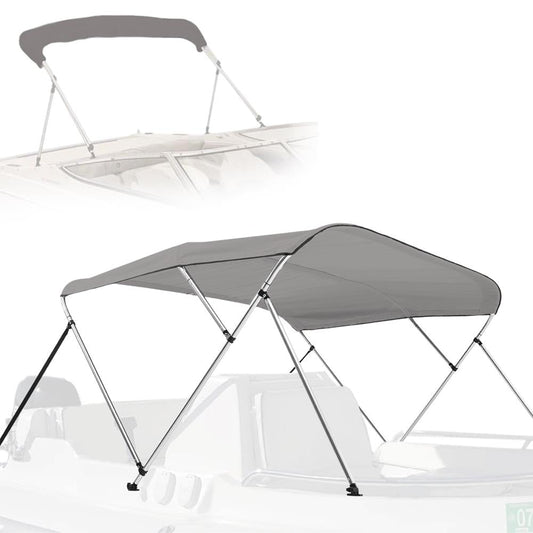 Toit bimini de bateau imperméable - Pare-soleil, toile 600D, cadre en aluminium, gris