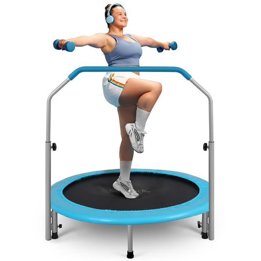 40" Foldable Trampoline, Weight Loss, Adjustable Handle, Sky Blue
