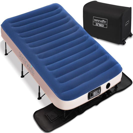 Twin Air Mattress with Frame, Self-Inflating, Plush Flocking, 20" Raised
