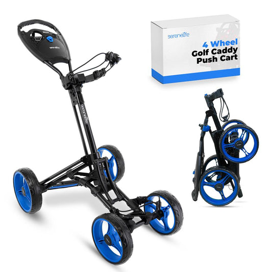 4-Wheel Golf Push Cart, Easy Fold, Aluminum Frame, Compact Storage