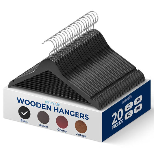 product image number 1 for SereneLife Non-Slip Wooden Hangers