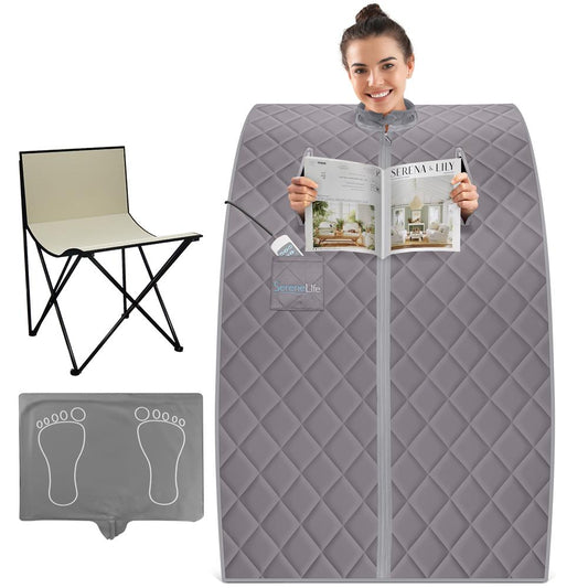 Portable Infrared Sauna for Home Detox, Heated Foot Pad, Gray