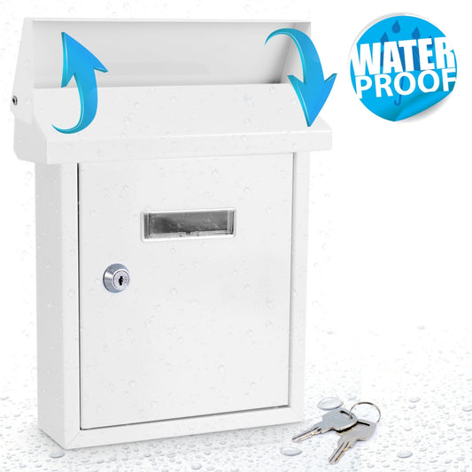 Weatherproof Wall Mount Mailbox, Secure Lock, Galvanized Steel