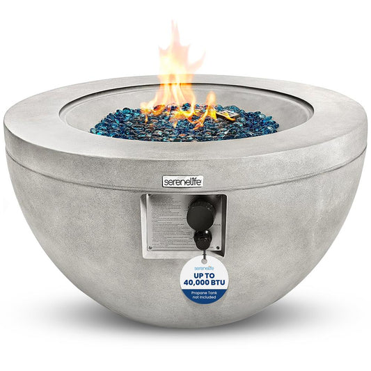 Outdoor Propane Fire Pit Table 40,000 BTU Weatherproof MGO Blue Glass