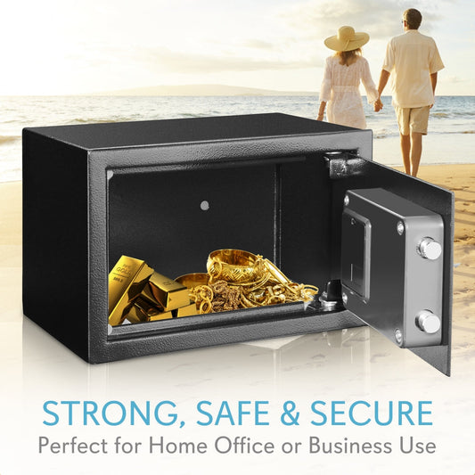 Electronic Safe Box Secure Storage Steel Construction Wall Mountable