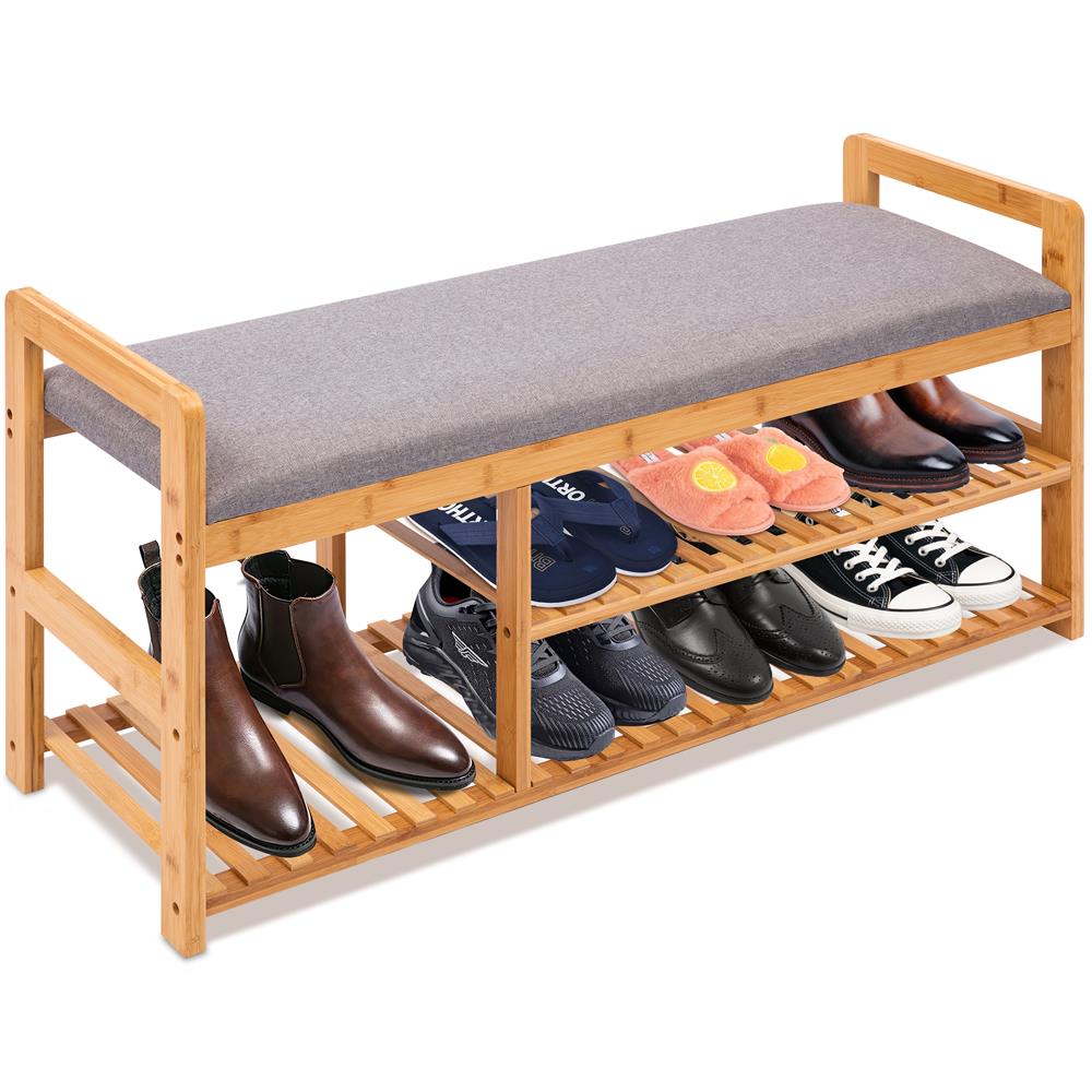 product image number 1 for SereneLife 3 Tier Bamboo Shoe Bench