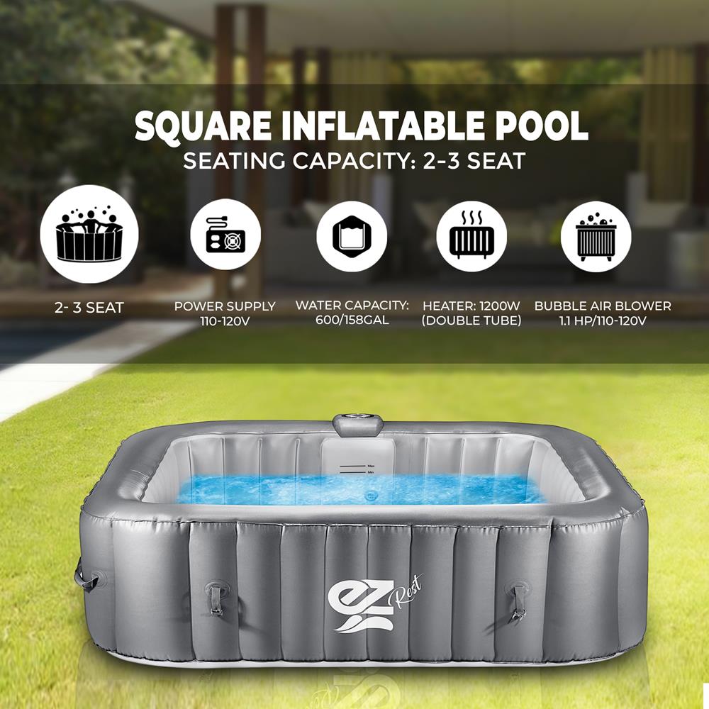 product image number 2 for SereneLife Square Inflatable Pool Spa With Light