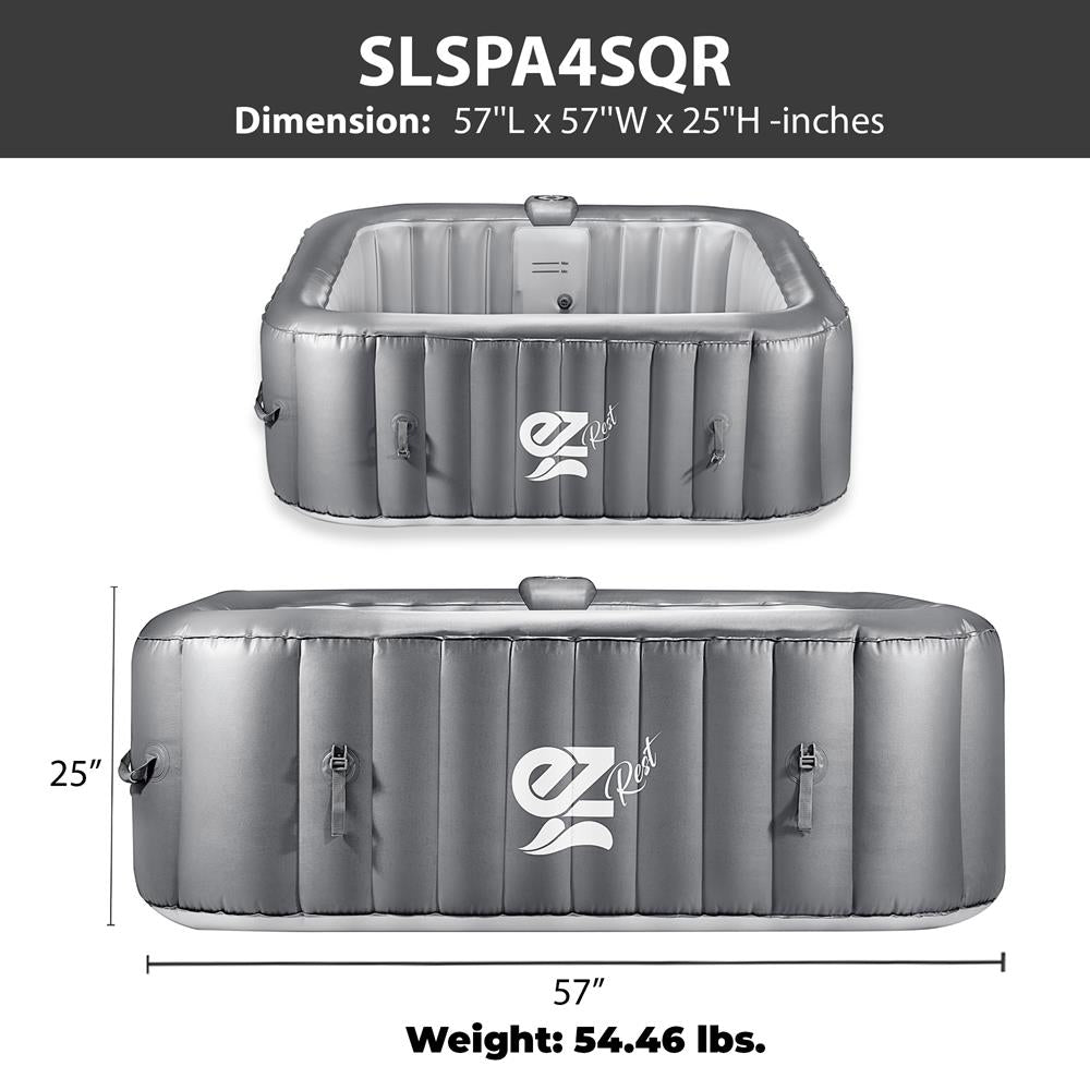 product image number 7 for SereneLife Square Inflatable Pool Spa With Light