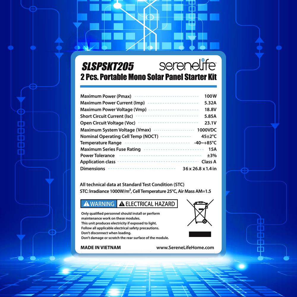 product image number 8 for SereneLife Mono Solar Panel Starter Kit