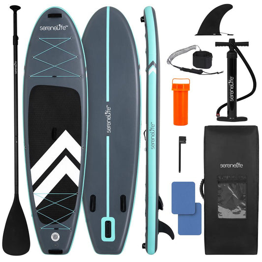 Inflatable Paddleboard, Stable Design, Non-Slip Deck, Gray