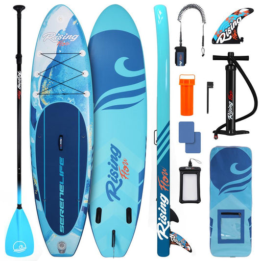 Inflatable Paddle Board - Stable Non-Slip Deck, 10'6", Portable, Blue