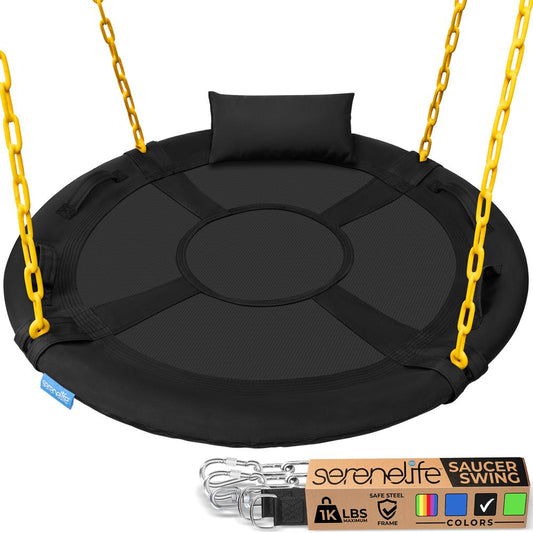 40" Saucer Swing - 700 lb Capacity, Waterproof, 360° Spin, w/ Pillow