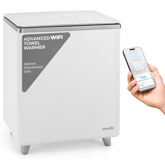 WiFi Towel Warmer - Spa Comfort, Auto Shut-Off, Stainless, Silver