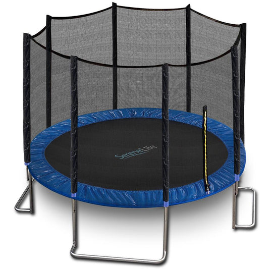 12FT Outdoor Trampoline - Safe Jumping, Reinforced Mat, Blue