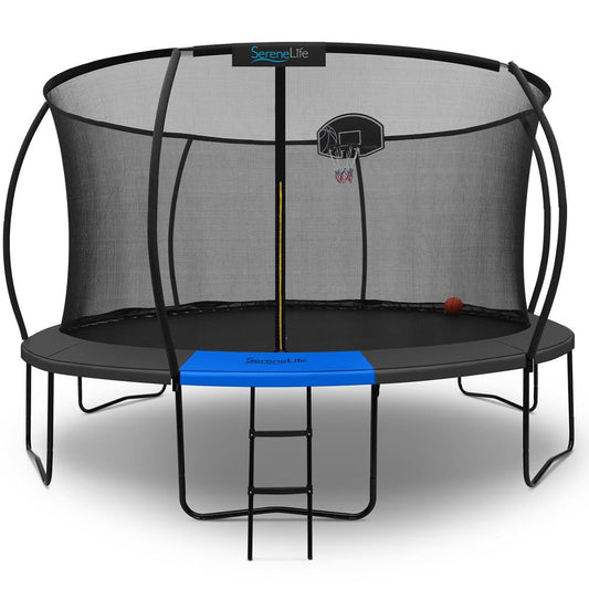 14FT Outdoor Trampoline for Kids - Safe Design, UV-Tested Mat, Blue