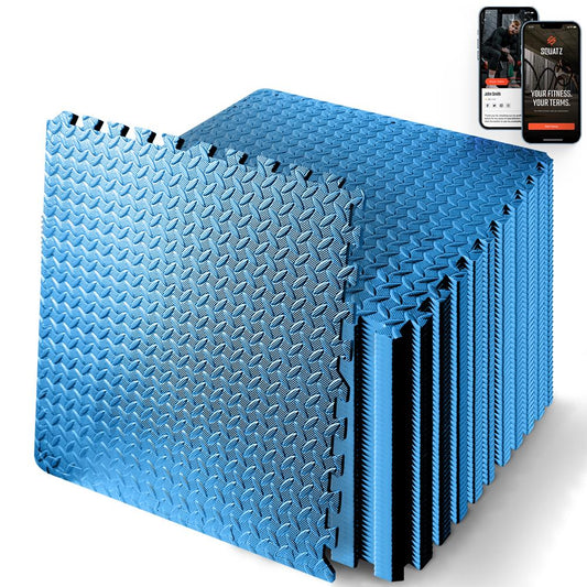 Exercise Mat 50 Pcs - Cushioned EVA Foam, Non-Skid, Easy Assembly, Blue